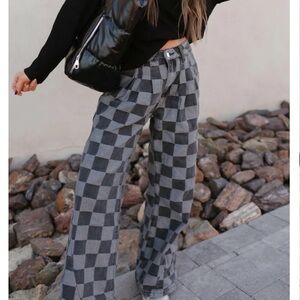 Gray Checkered Women's denim